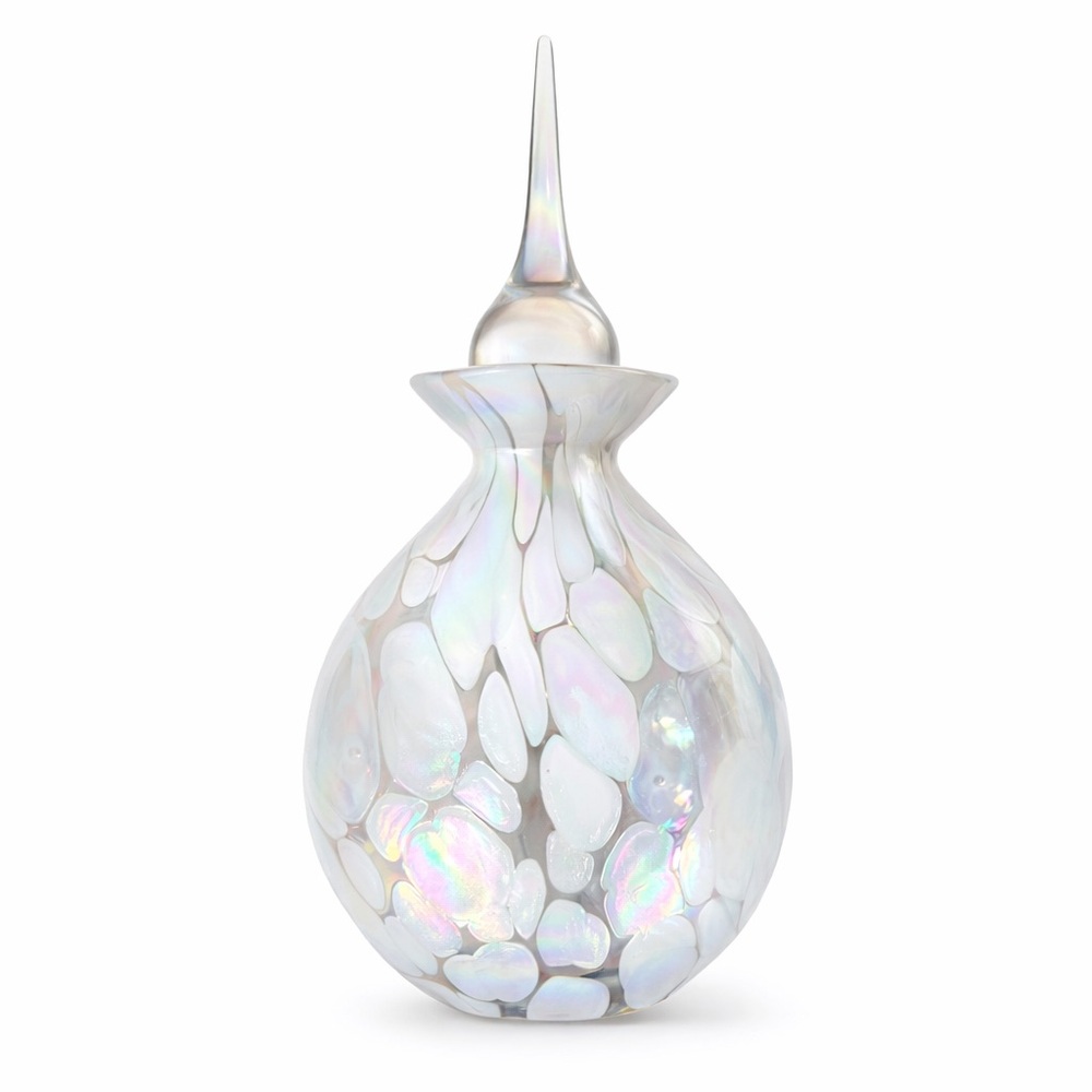Vintage Russ Berrie Company Iridescent Blown Glass Perfume Bottle Mottled Vanity